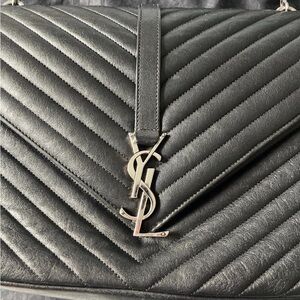 Saint Laurent Black Chevron Shoulder Bag